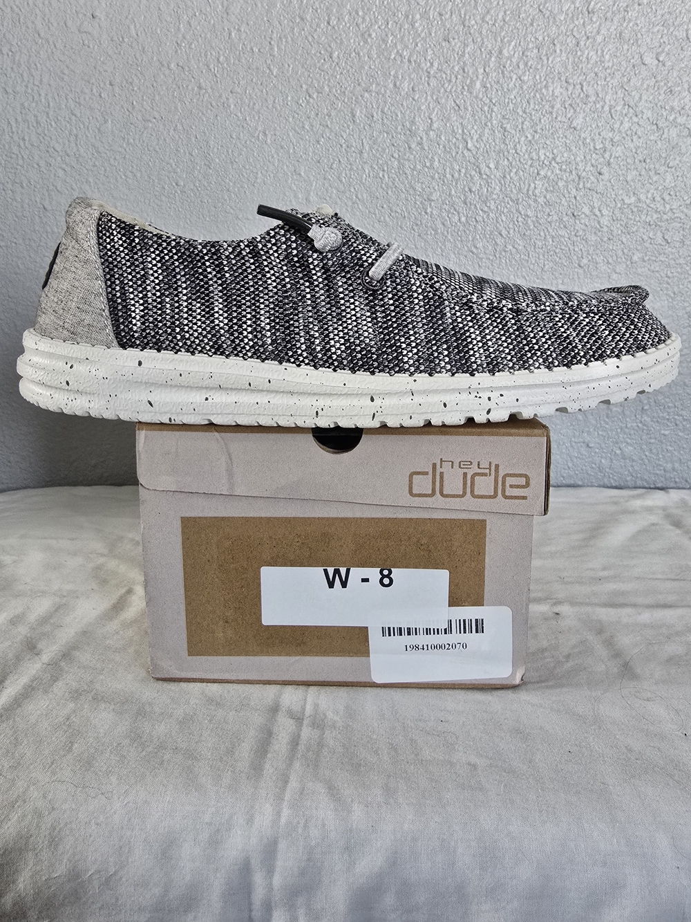 Hey Dude W-8 Grey Knit Casual Shoe